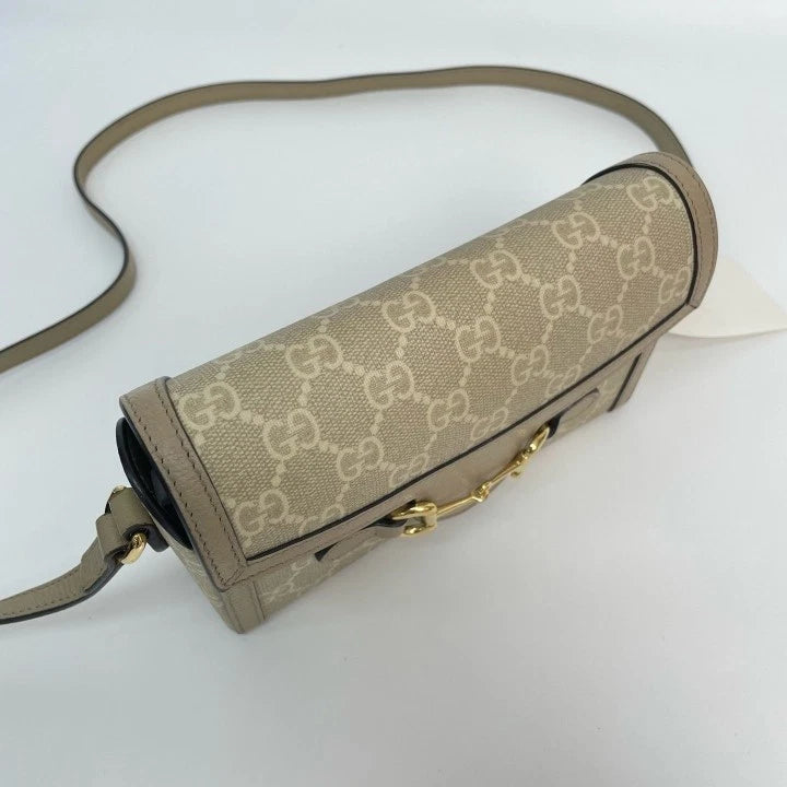 Gucci Horsebit 1955 Beige Leather Shoulder Crossbody Box Bag For Women