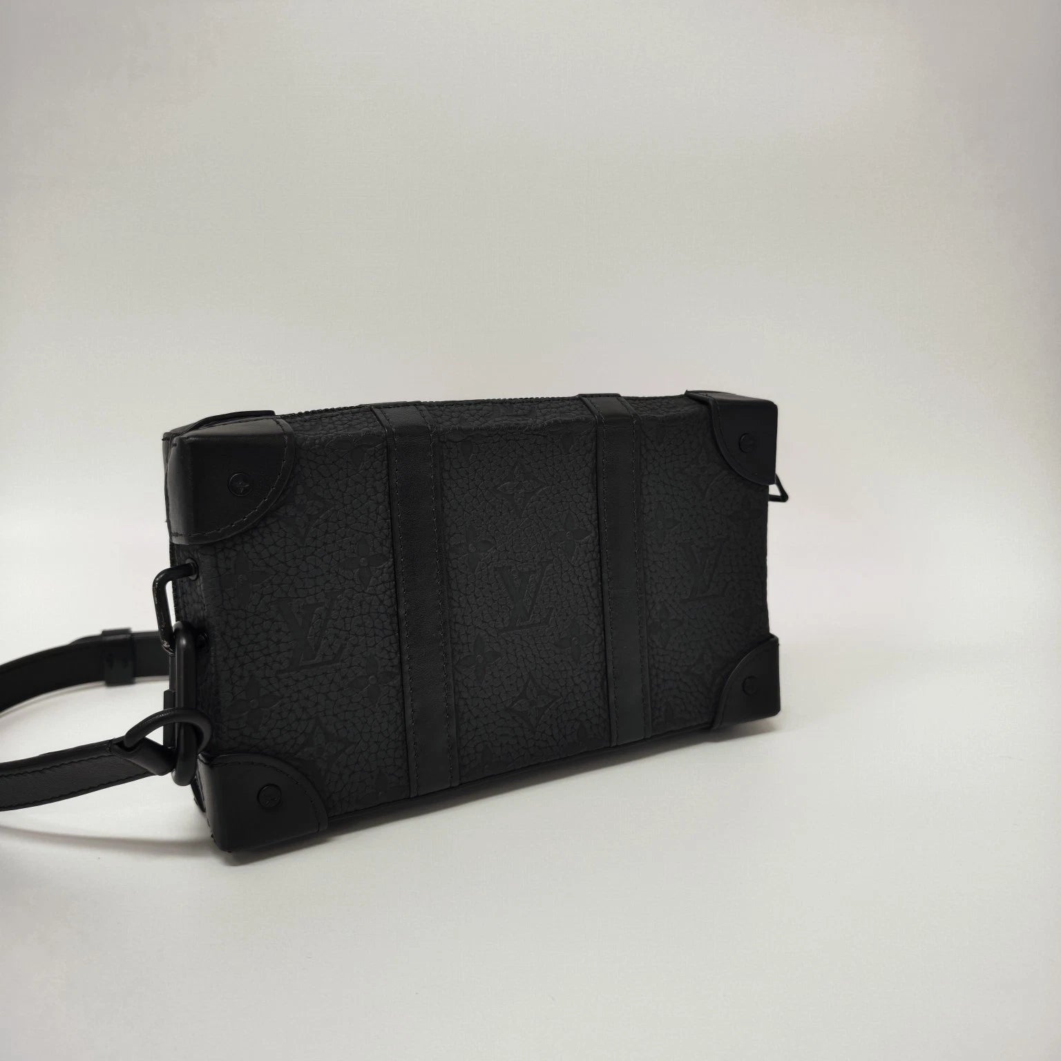 Authentic Louis Vuitton Printed Leather Black Soft Trunk Bag For Women