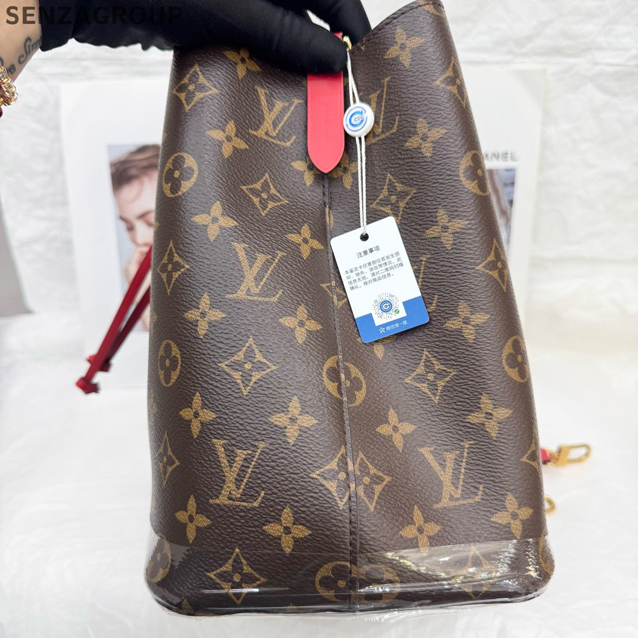 Louis Vuitton Monogram Bucket Bag Brown Red Women's Classic