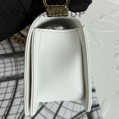 Chanel White Gold Small Le Boy Quilted Shoulder Crossbody Bag Classic