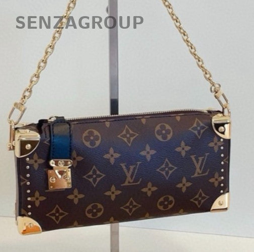 Louis Vuitton Side Trunk Mini Monogram Chain Shoulder Bag Brown Gold Women