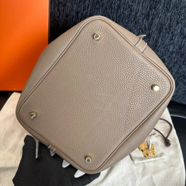 Hermes Picotin22 Gray Gold Handbag Used Women Classic Fashion D