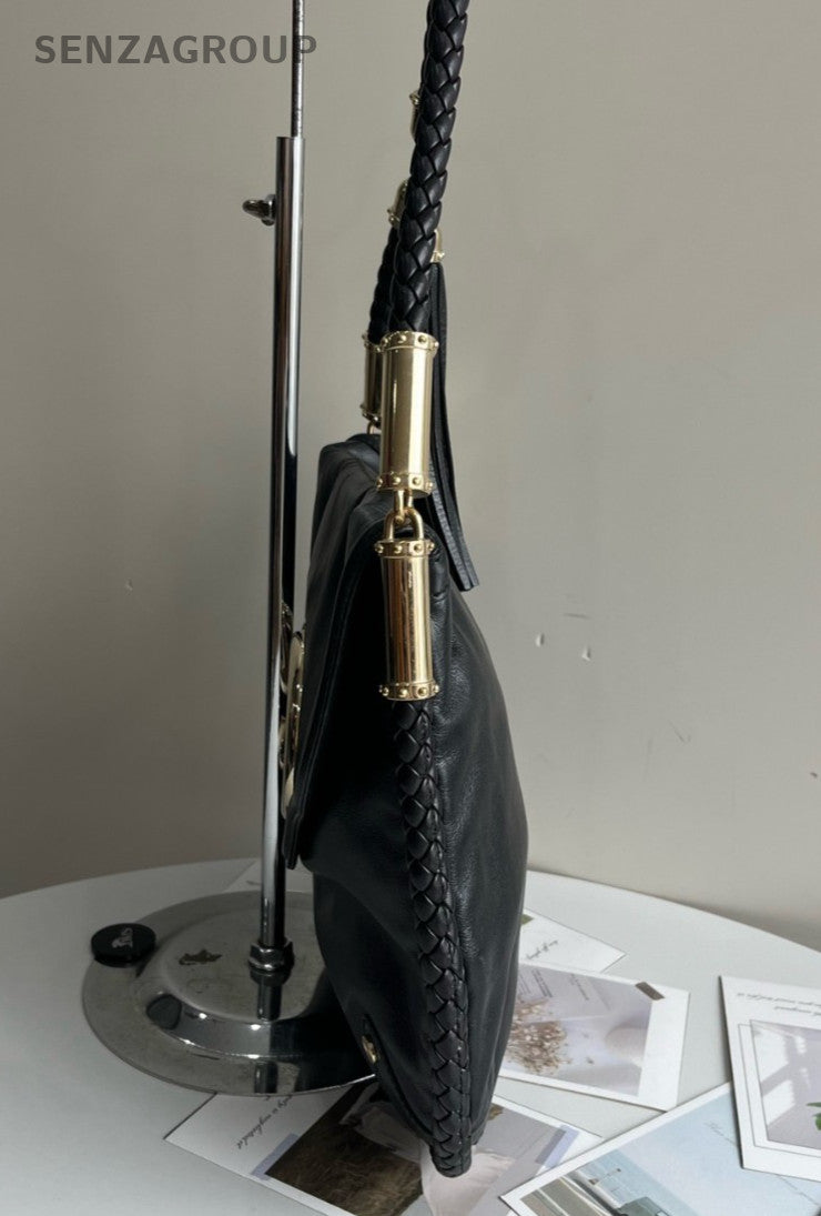 GUCCI Vintage Tassel GG Shoulder bag Black Women Classic
