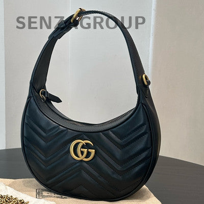 Gucci GG Marmont Black Gold Leather Shoulder Crossbody Bag