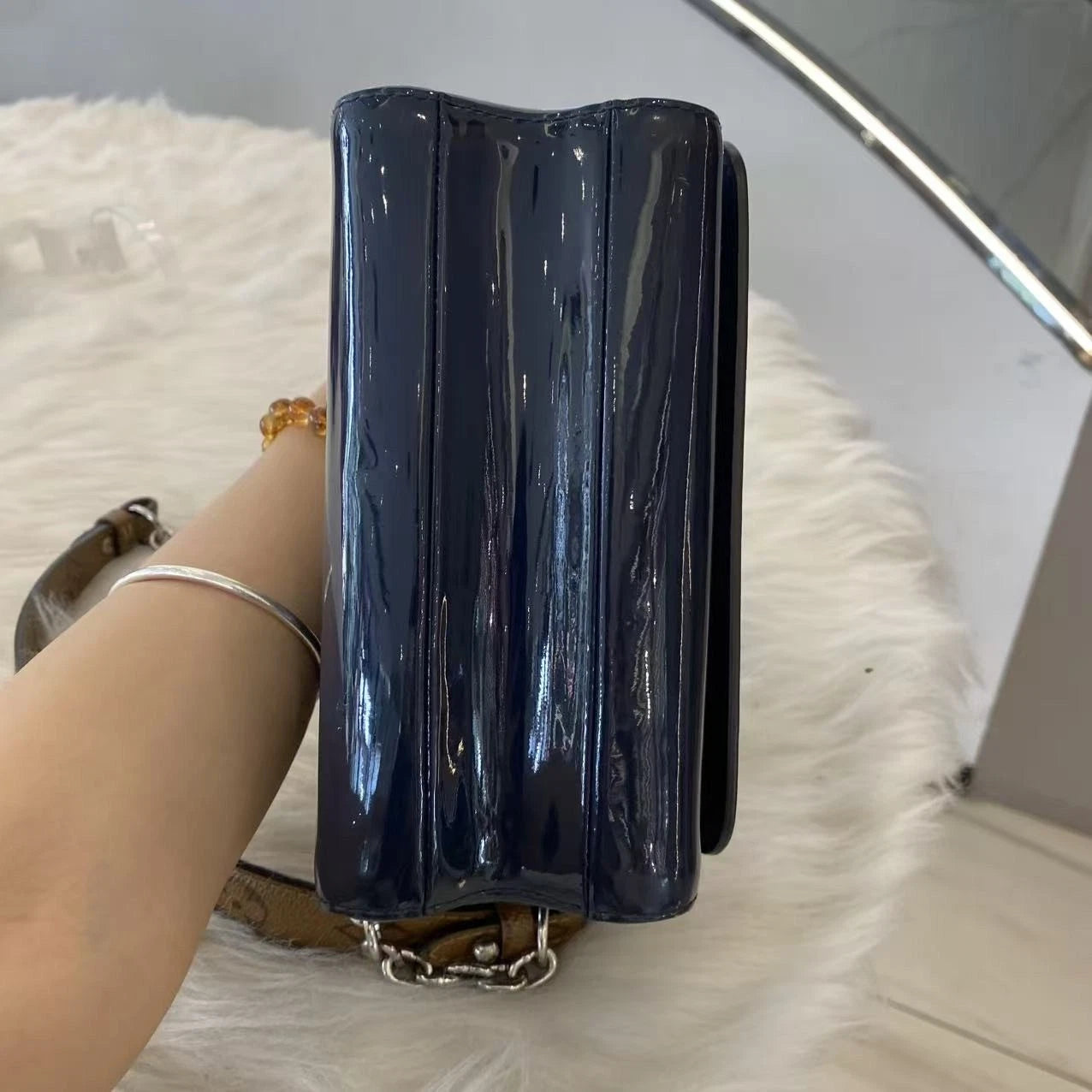 Louis Vuitton Twist Small Chain Shoulder Bag Blue Silver Women's Classic
