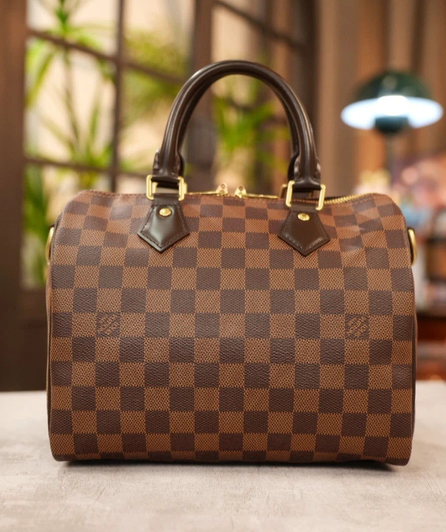 Louis Vuitton Speedy25 Damier Brown Shoulder Bag Top Handle Bag Excellent