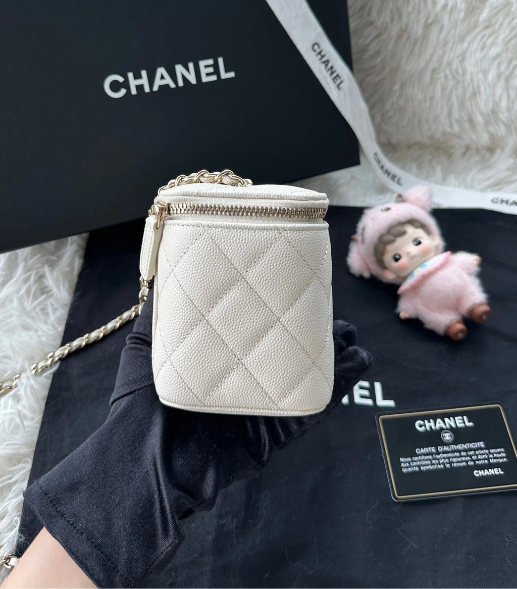 CHANEL white Calfskin Long Box Shoulder Crossbody Bag For Women
