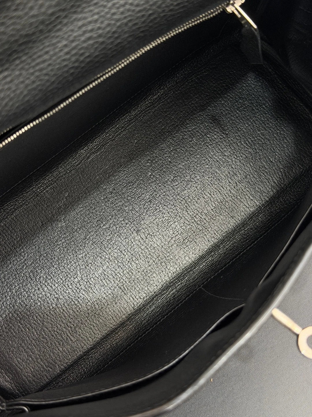 Authentic Hermes Kelly 32 Togo Tote Top Handle Crossbody Bag Black SHD