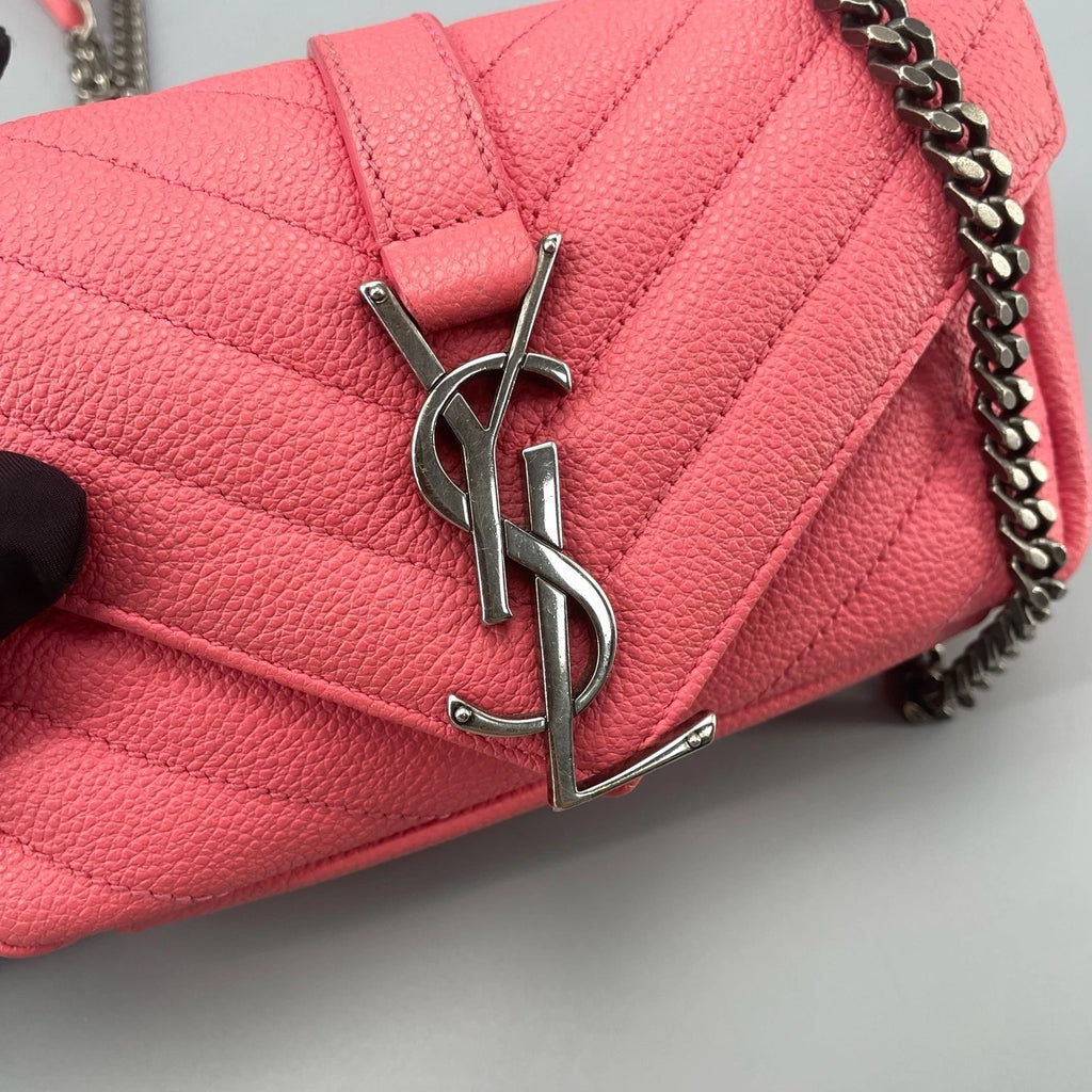 YSL Pink Leather Mini College Crossbody For Women