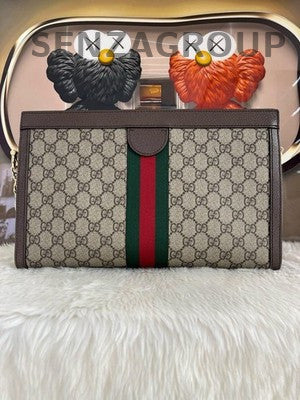 Gucci Ophidia Large Vintage GG Logo Chain Shoulder Crossbody Bag Brown Gold