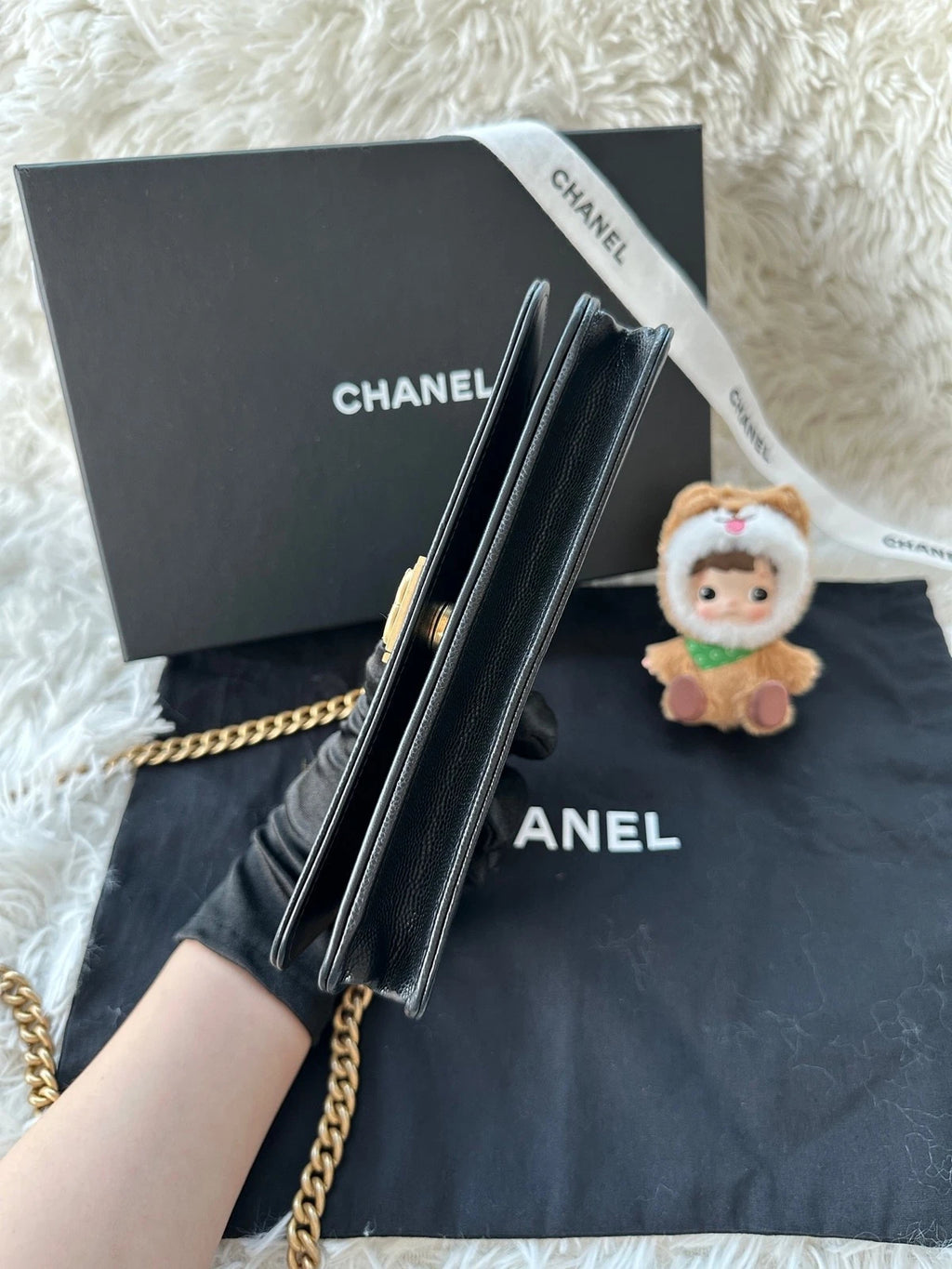 Authentic CHANEL LeBoy WOC Small Black Leather Crossbody For Women