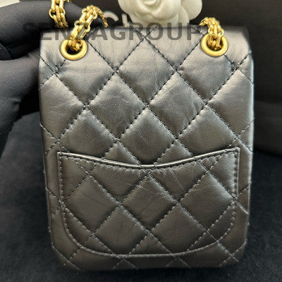 Chanel 2.55 Classic Flap Bag Black Gold Hardware Chain Shoulder Bag