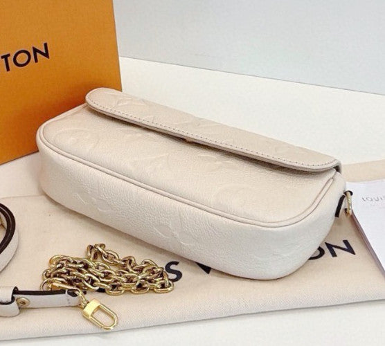 Louis Vuitton Ivy Monogram Chain Shoulder Bag Crossbody White Gold Women Classic