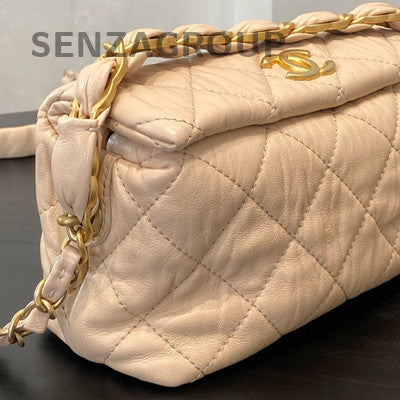 Chanel Pink Quilted Calfskin Hobo Bag with Gold Chain Strap