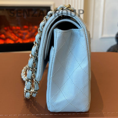 Chanel Classic Flap Medium Blue Gold Hardware Quilted Shoulder Bag