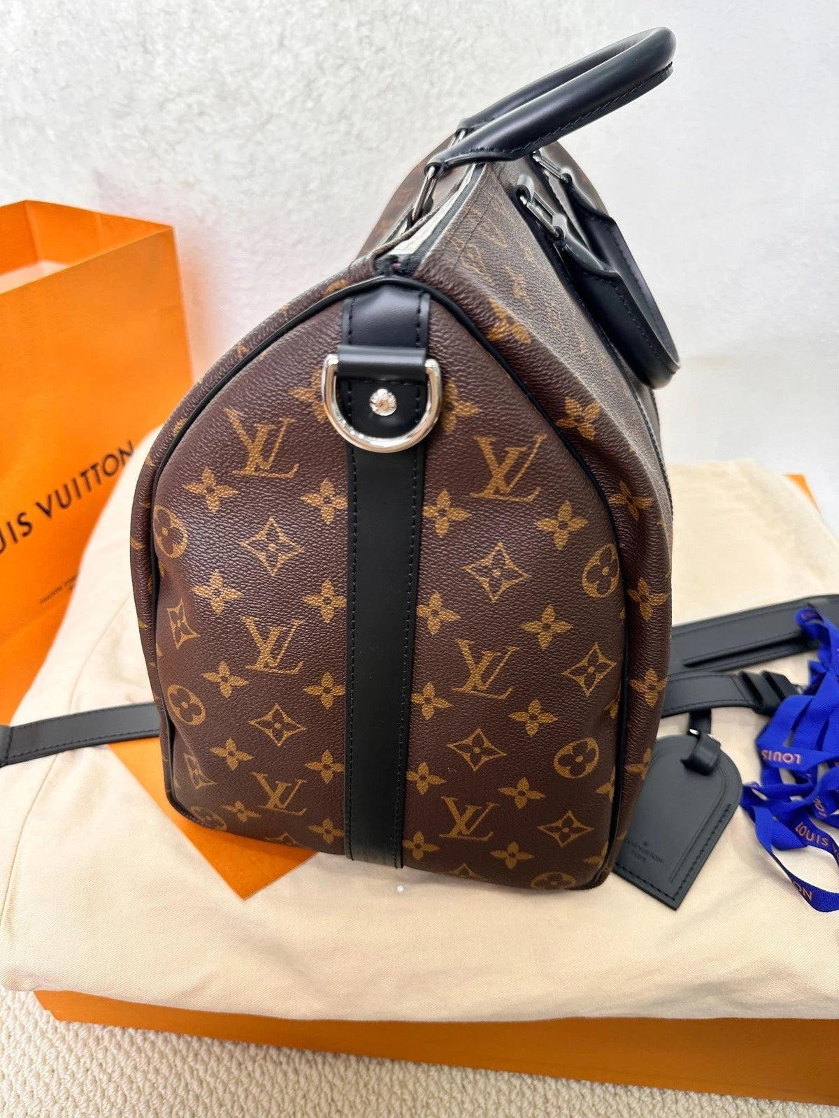 Louis Vuitton Monogram Canvas Leather Keepall45 Travel Handbag Women