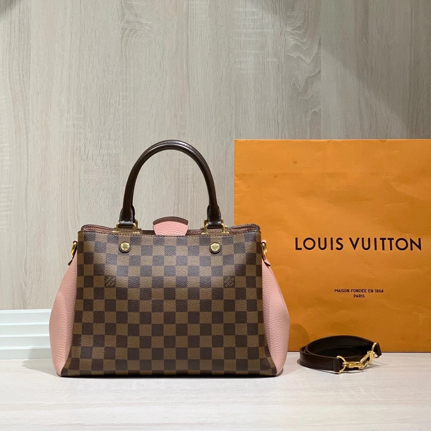 Louis Vuitton Brittany Damier Canvas Pink Handbag Crossbody Women