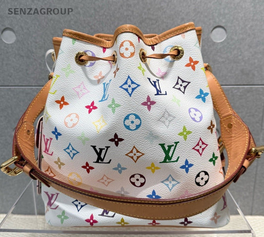 Louis Vuitton Monogram Bucket White Multicolor Shoulder Bag Women Classic