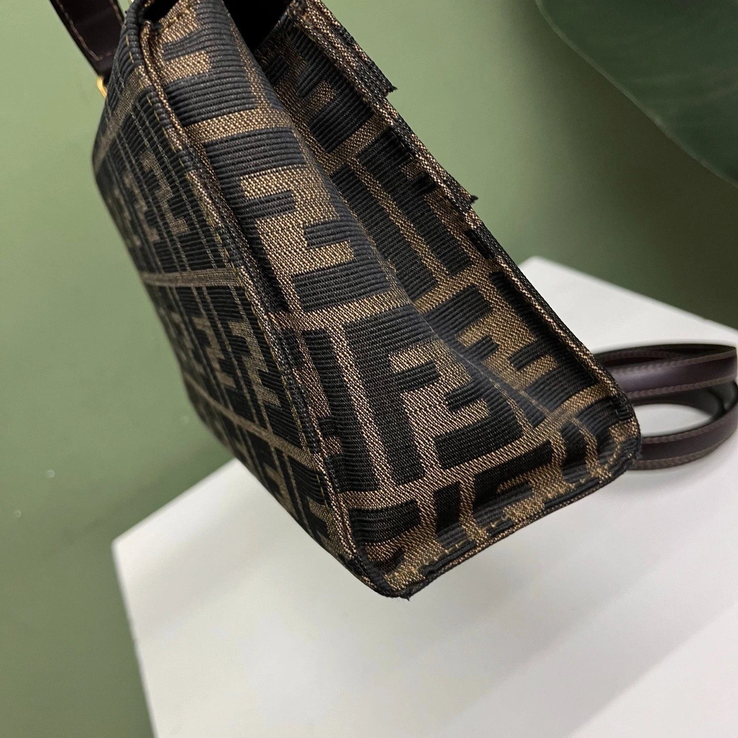 Fendi Zucca Monogram Top Handle Bag Shoulder Bag Brown Women