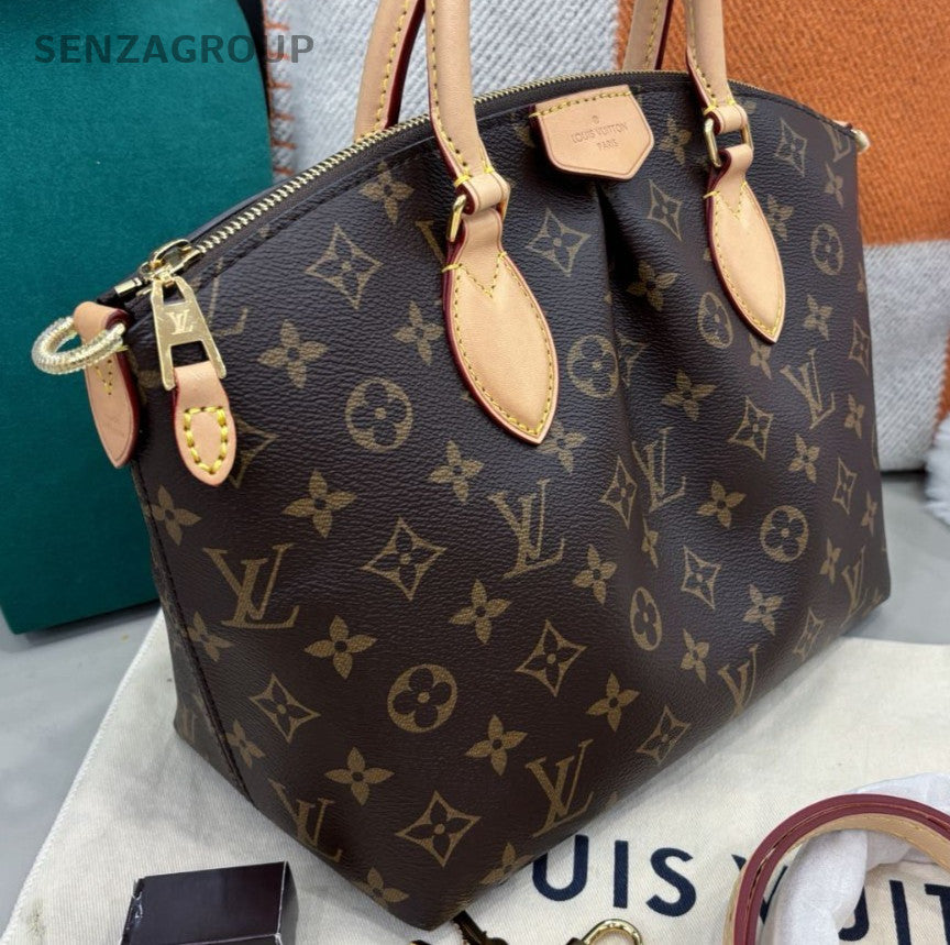 Louis Vuitton Monogram 2Way Top Handle Bag Crossbody Brown Gold Women Classic