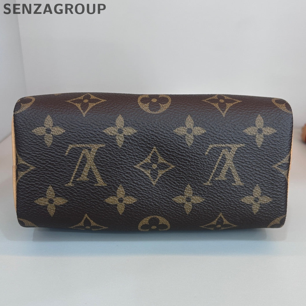 Louis Vuitton Nano Speedy Monogram Brown Crossbody Bag Women's Classic