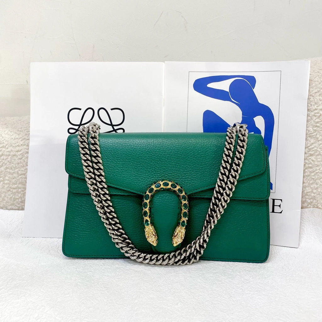 Gucci Chain Shoulder Bag Crossbody Green Women Classic