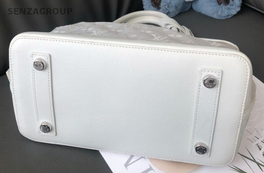 Louis Vuitton Lockit Lace and transparent Top Handle Handbag Women White