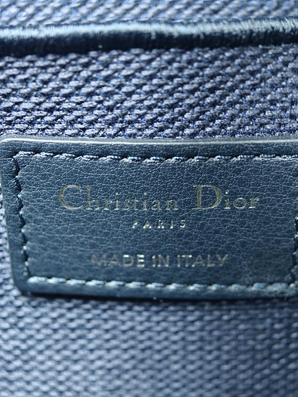 Christian Dior Travel Vanity Case Canvas Top Handle Bag Blue Silver Women