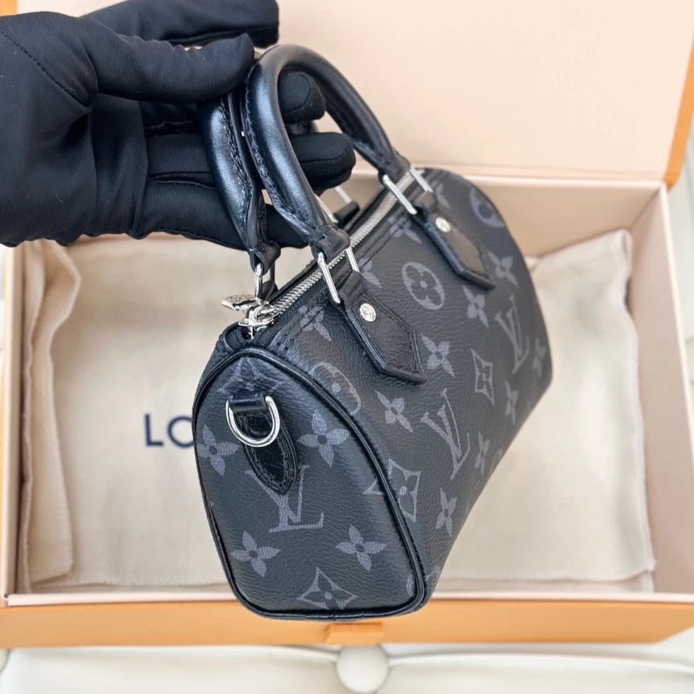 Louis Vuitton Speedy Nano Monogram Top Handle Crossbody Bag Black Women S