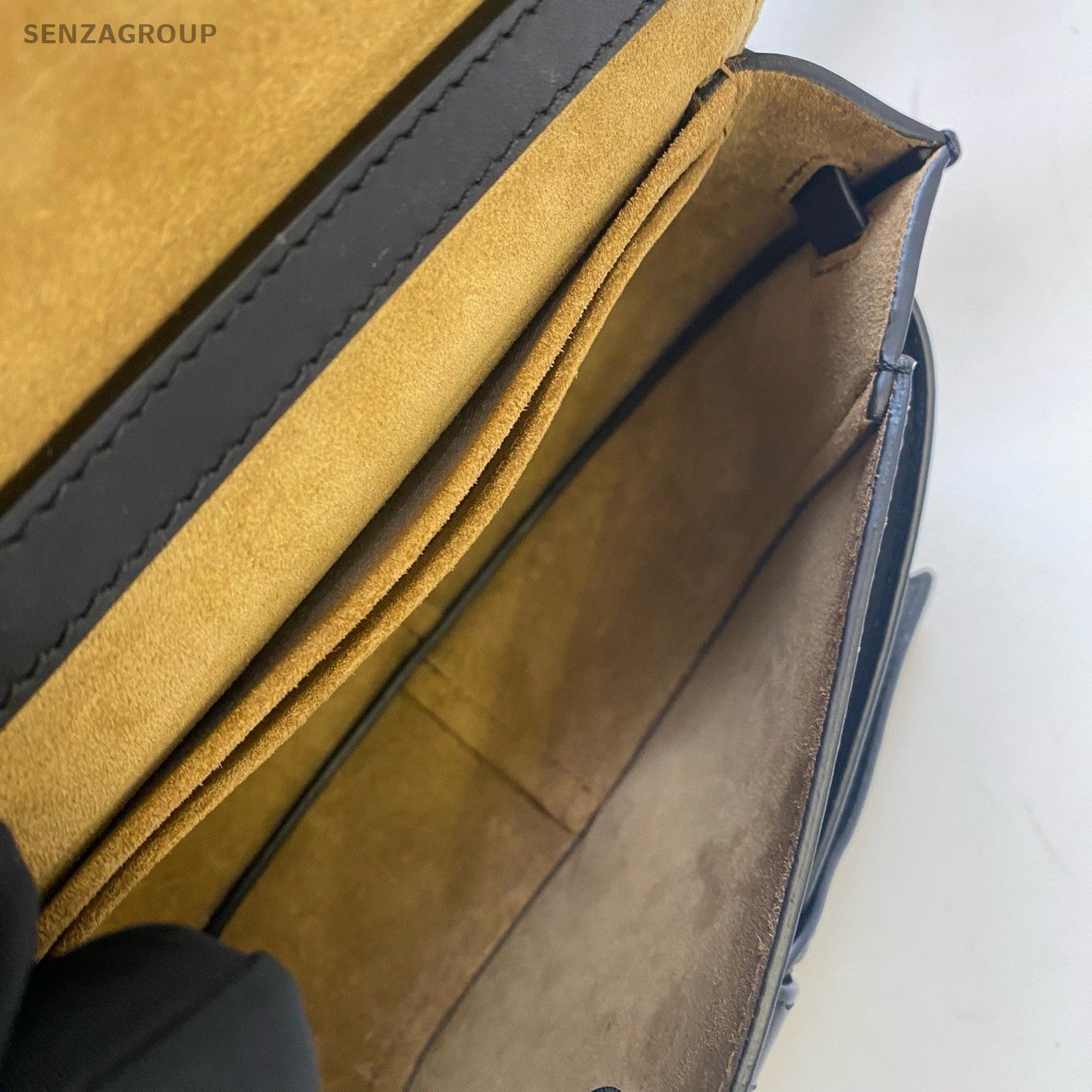 Loewe Gate Mini Saddle Shoulder Bag Black Gold Used Women Classic Designer