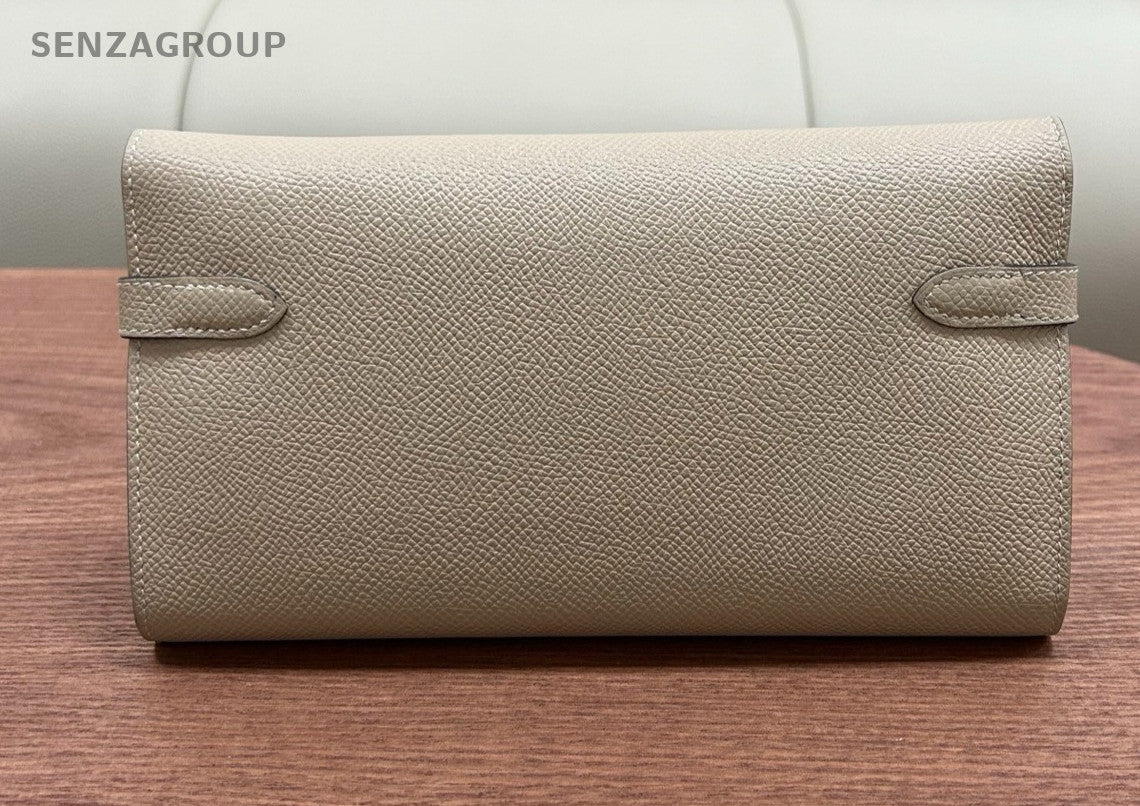 Hermes Kelly Long Wallet Gray Silver Classic