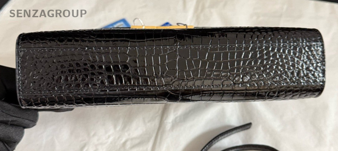 Saint Laurent Manhattan PM Shoulder Bag Black Gold Used Women Classic