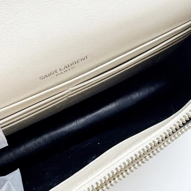 YSL Silver White Kate Chain Shoulder Crossbody Bag For Women