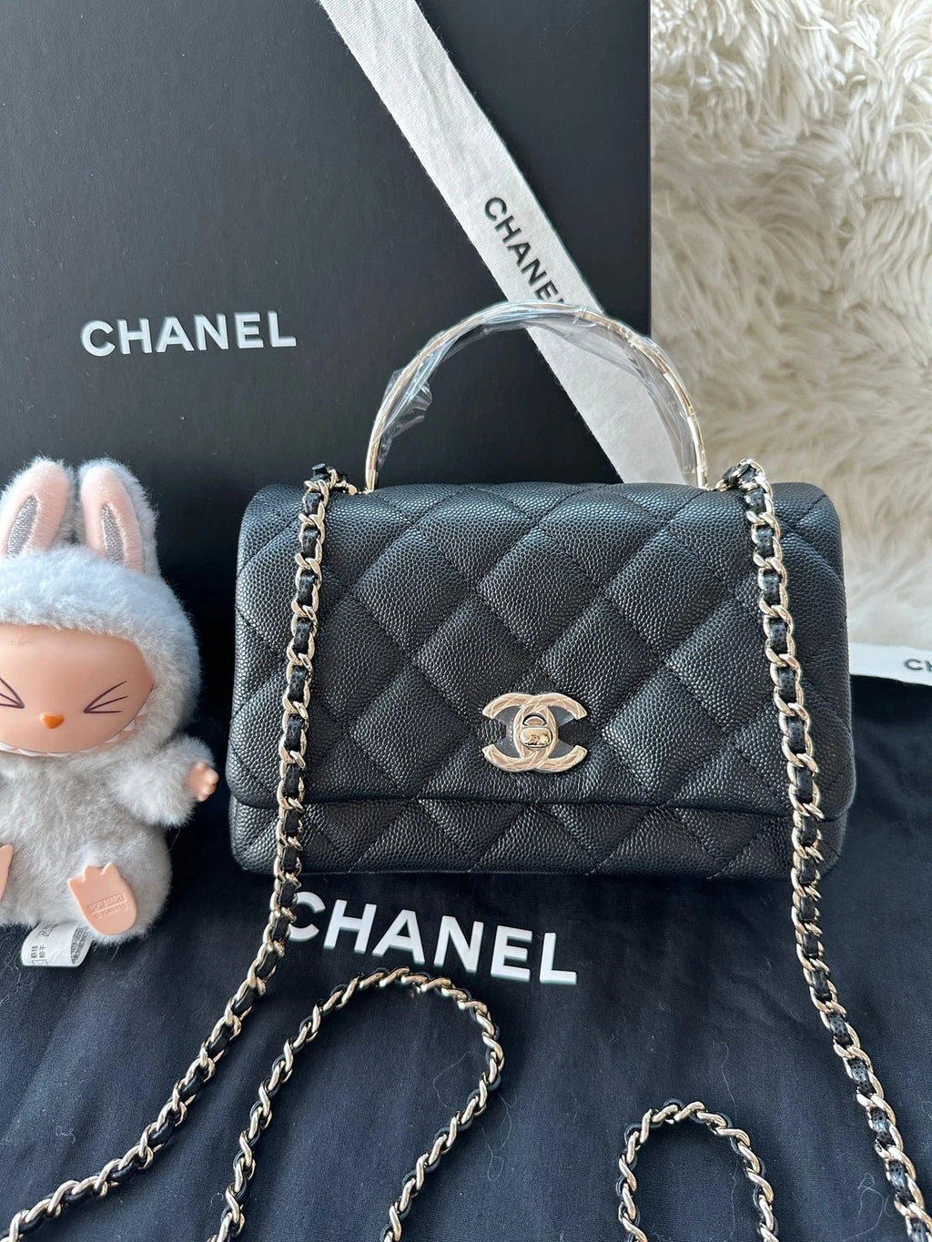 CHANEL Black Calfskin Mini Coco Crush Top Handle Bag For Women