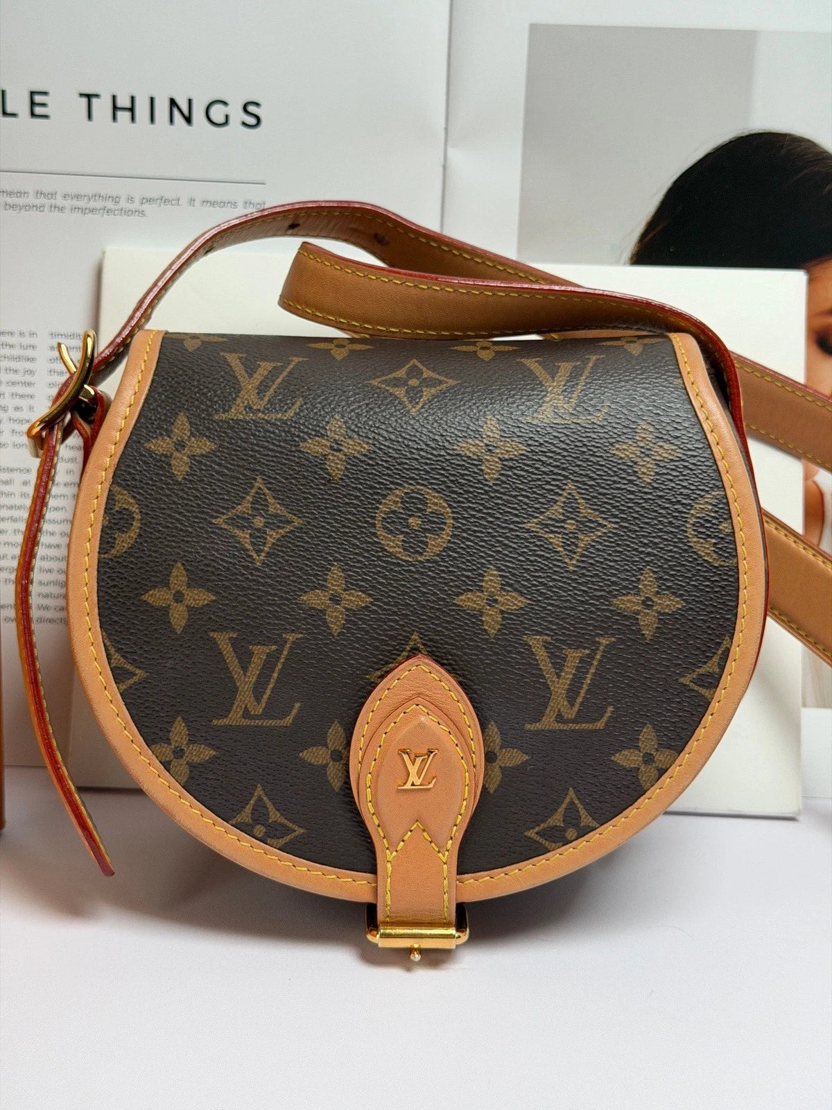 Louis Vuitton Tambourin Monogram Canvas Shoulder Bag Crossbody Women Classic