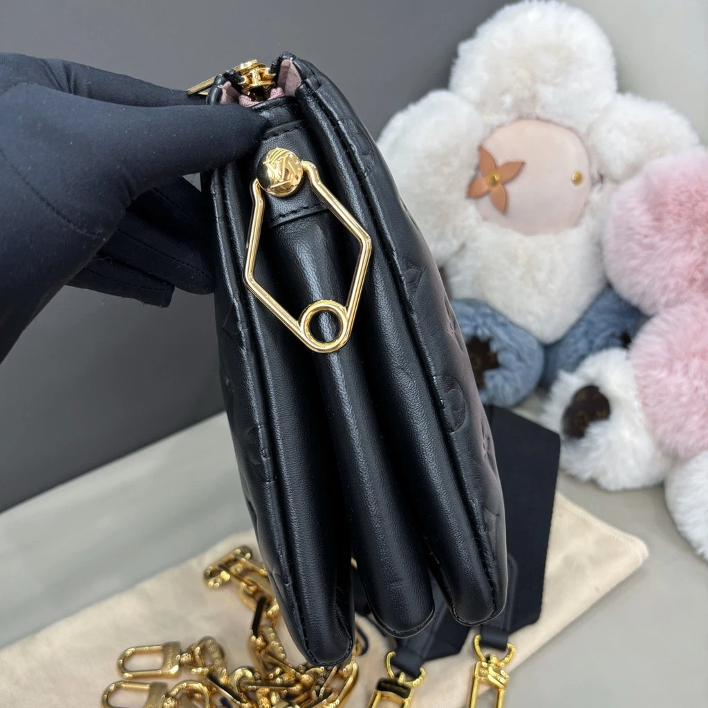 Louis Vuitton Coussin PM Chain Shoulder Crossbody Black Gold Women Classic