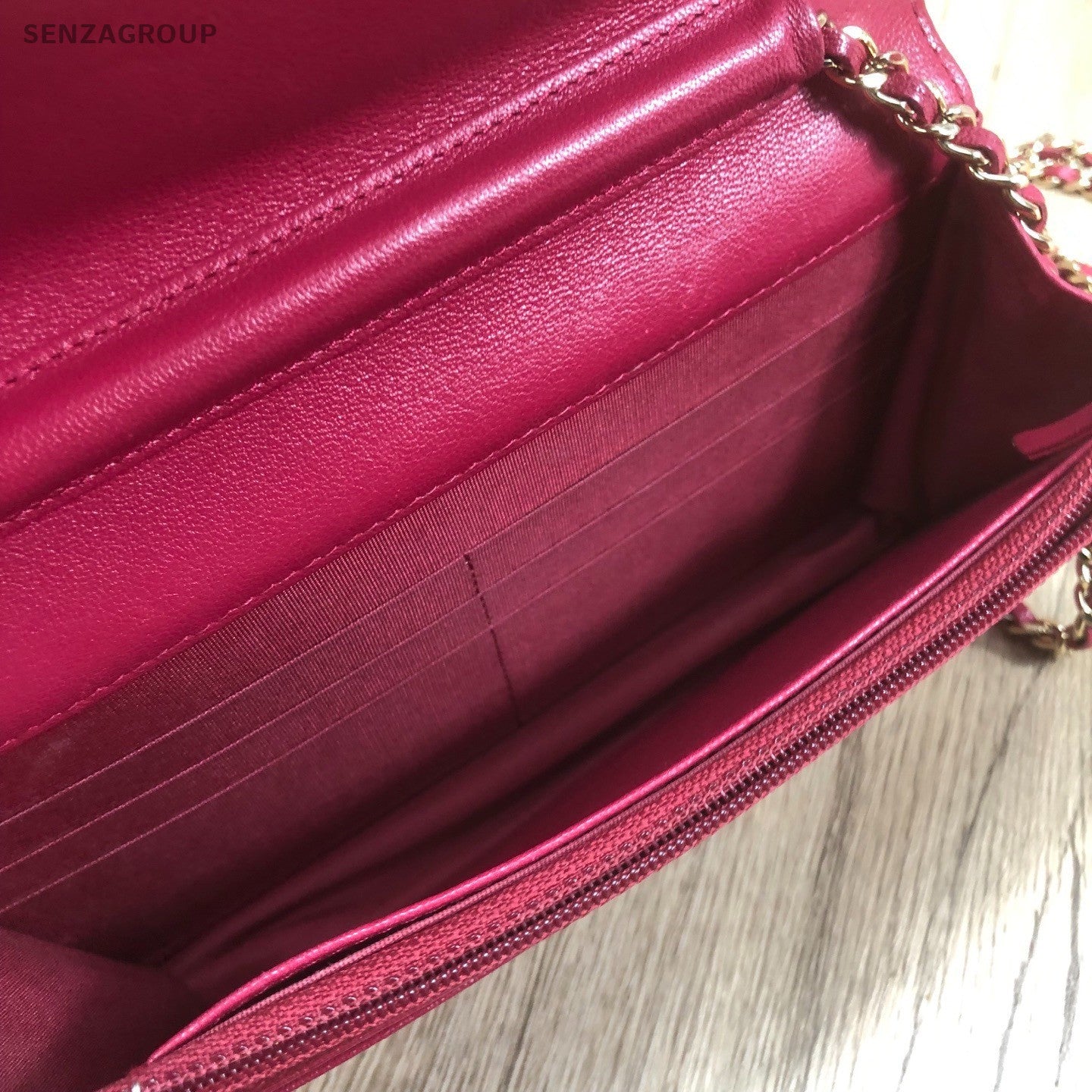 Chanel WOC Chain Shoulder Bag Red Gold Used Women Classic Designer