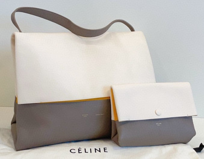 Celine All Soft Shoulder Bag White Yellow Used Women Classic Designer