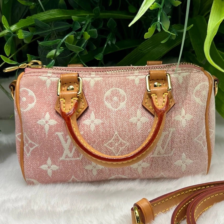 Louis Vuitton Speedy Nano Bag Pink Gold Women's Fashion Handbag Crossbody