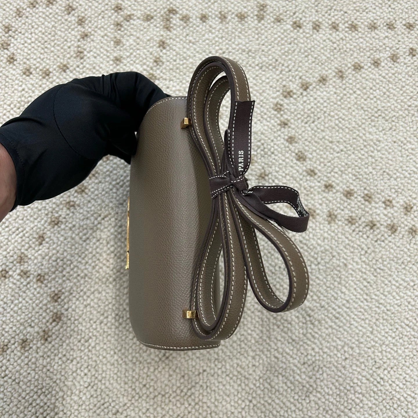 Hermes Constance19 Epsom Leather Shoulder Bag Crossbody Gray Gold Women