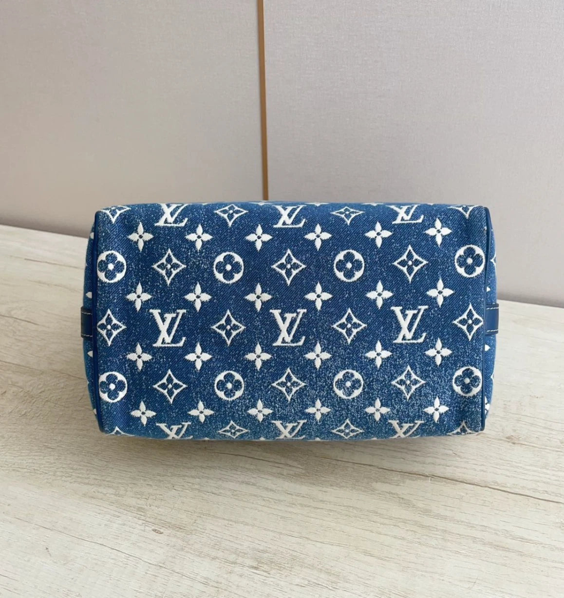 Louis Vuitton Speedy25 Denim Monogram Tote Top Handle Bag Shoulder Women