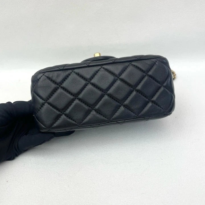 Chanel Lambskin Gold Ball Square Crossbody Bag For Women