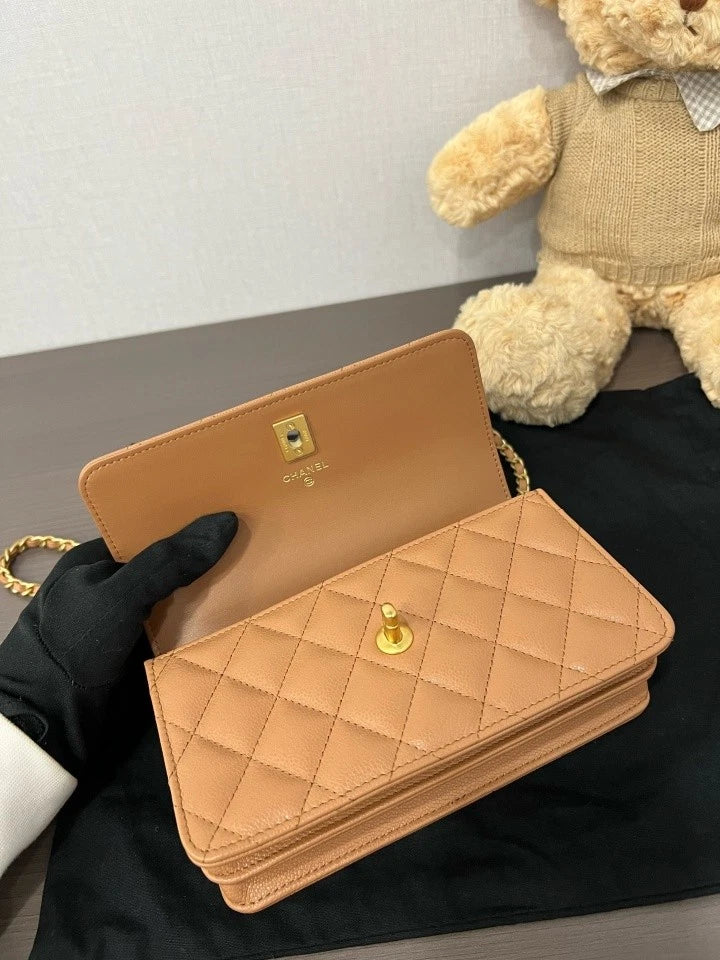 CHANEL Women's Calfskin Logo Top Handle Accordion Woc Bag