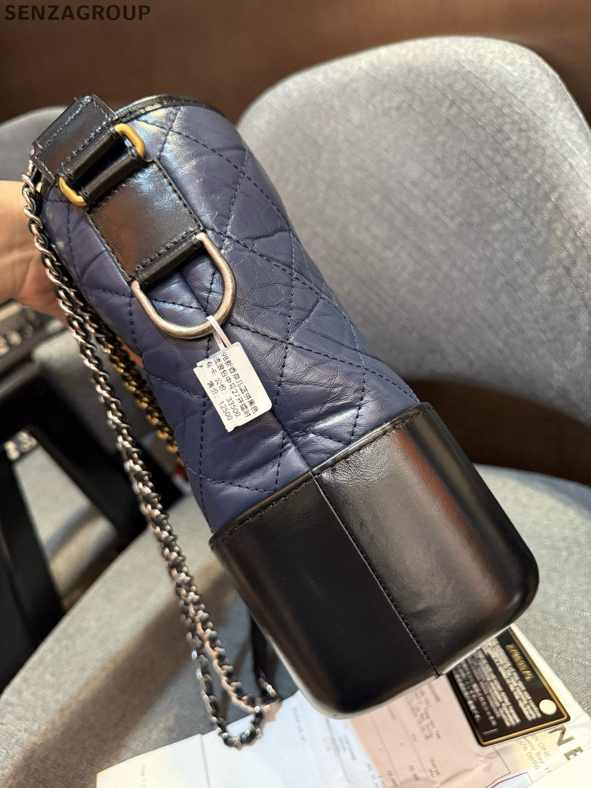 Chanel Blue and Black Large Gabrielle Hobo Chain Shoulder Bag Classic Women
