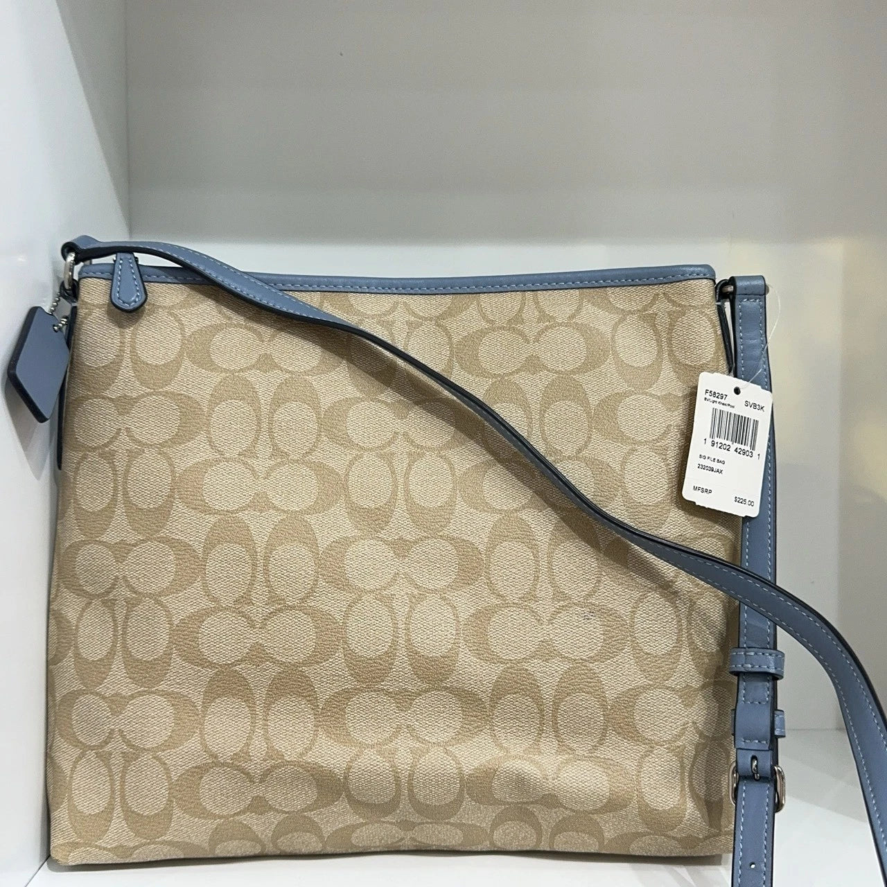 Coach Beige Monogram Canvas Tote Shoulder Crossbody Bag For Women