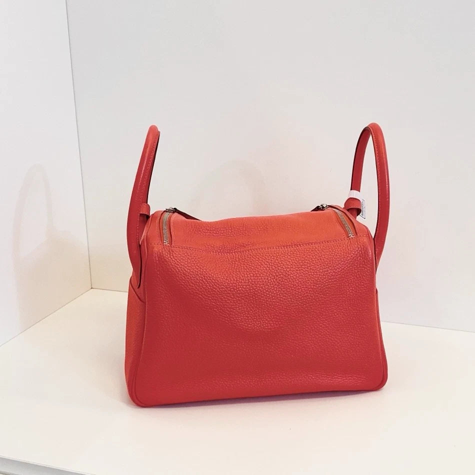 Hermes Lindy30 Top Handle Shoulder Bag Pink Silver Used Women Fashion Classic