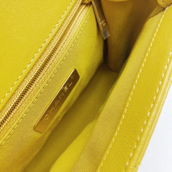 CHANEL19Bag Yellow Top Handle Crossbody Bag For Women