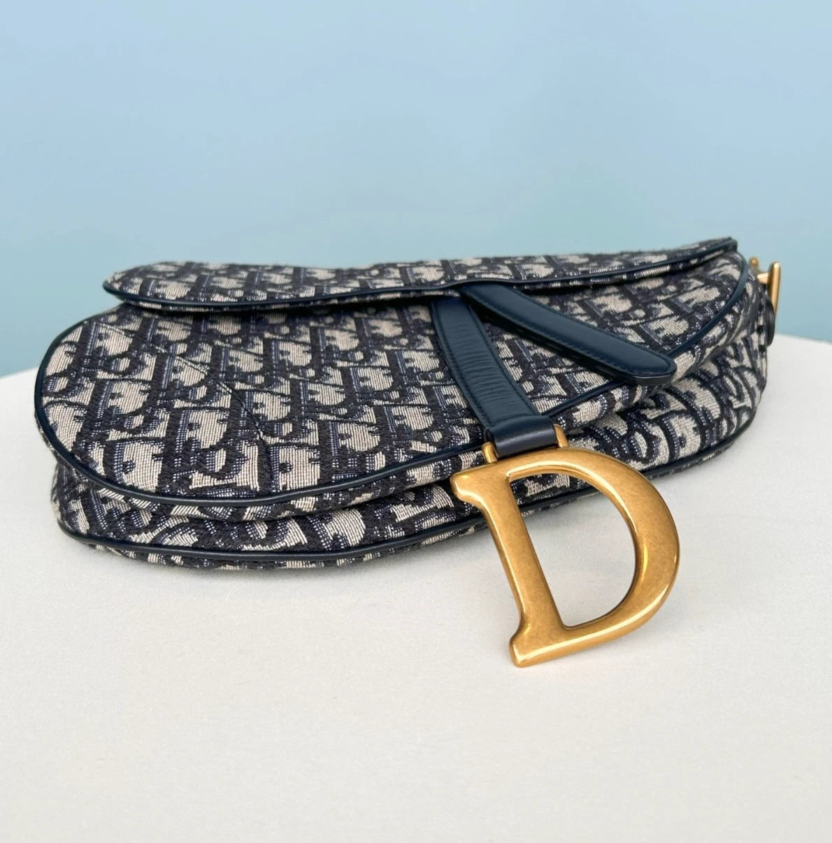 Christian Dior Oblique PM Canvas Top Handle Bag Shoulder Bag Black Women