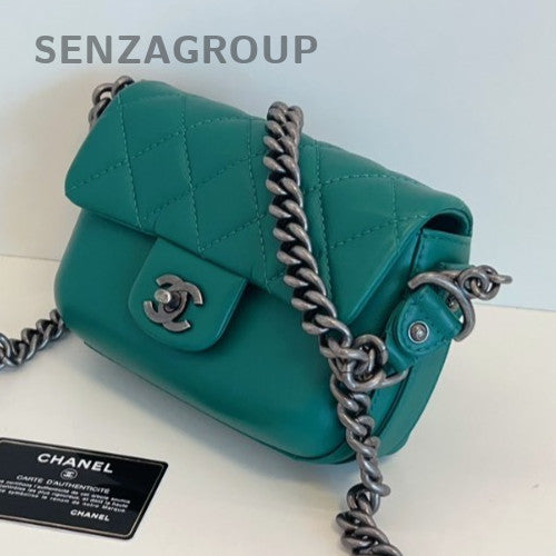 CHANEL Classic Flap mini Calfskin 2way Chain Shoulder bag Green bamboo Women