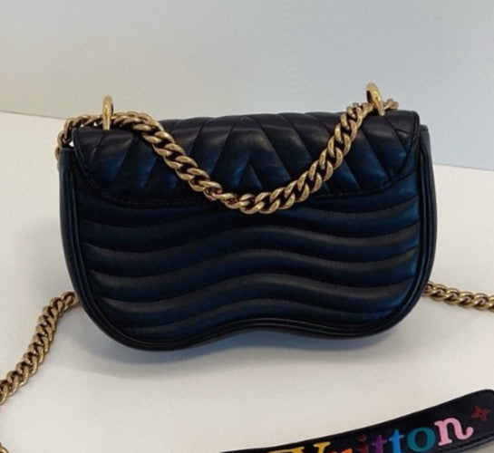 Louis Vuitton New Wave PM Chain Shoulder Bag Crossbody Black Gold Women Classic
